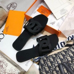 Replica Hermes Black Chain Link Slide Sandal