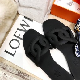 Replica Hermes Black Chain Link Slide Sandal