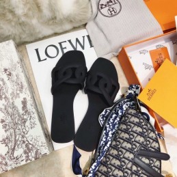Replica Hermes Black Chain Link Slide Sandal