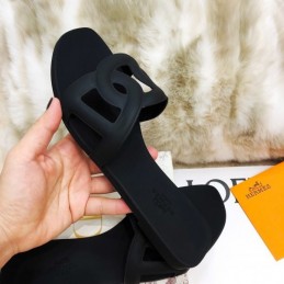 Replica Hermes Black Chain Link Slide Sandal