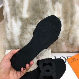 Replica Hermes Black Chain Link Slide Sandal