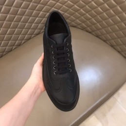 Replica Hermes black leather low top sneakers with black sole