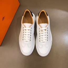 Replica Hermes white leather low top sneakers with white sole