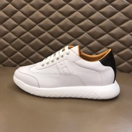 Replica Hermes white leather low top sneakers with white sole