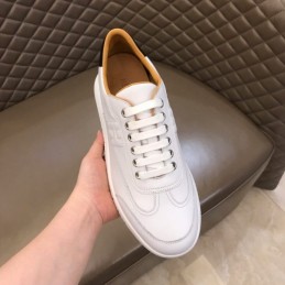 Replica Hermes white leather low top sneakers with white sole