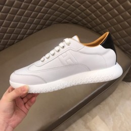 Replica Hermes white leather low top sneakers with white sole