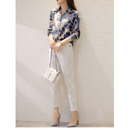 Replica Hermes Blue Scarf Print Shirt