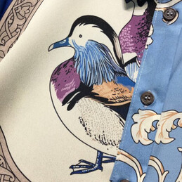 Replica Hermes Blue Scarf Print Shirt