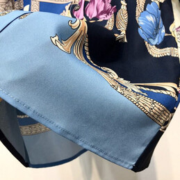 Replica Hermes Blue Scarf Print Shirt