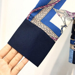 Replica Hermes Blue Scarf Print Shirt