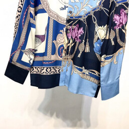 Replica Hermes Blue Scarf Print Shirt