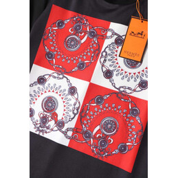 Replica Hermes Black Horse Scarf Print T-Shirt