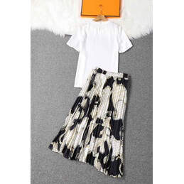 Replica Hermes White Black Skirt Suit Set