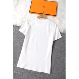 Replica Hermes White Horse Scarf Print T-Shirt