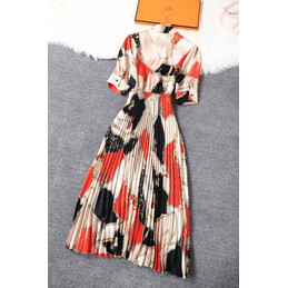Replica Hermes Black Red Horse Print Maxi Dress