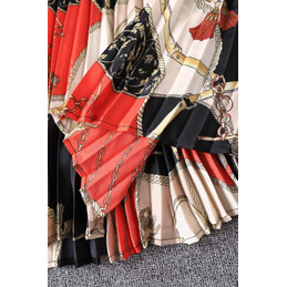 Replica Hermes Black Red Horse Print Maxi Dress