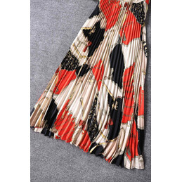 Replica Hermes Black Red Horse Print Maxi Dress