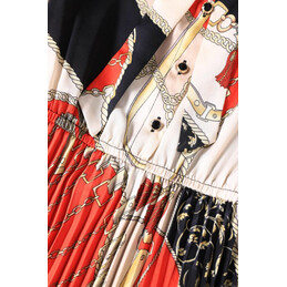 Replica Hermes Black Red Horse Print Maxi Dress