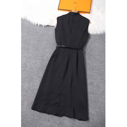 Replica Hermes Black Scarf Panel Sleeveless Dress