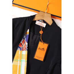Replica Hermes Black Scarf Panel Sleeveless Dress