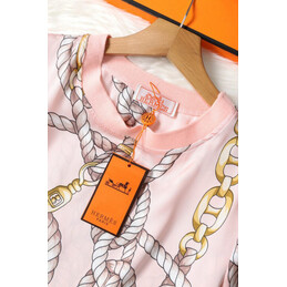 Replica Hermes Pink Scarf Print Pants Set