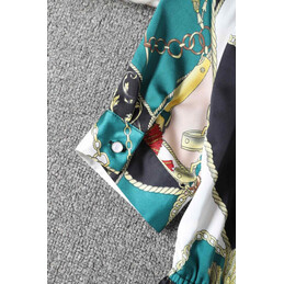 Replica Hermes Green Scarf Print Dress