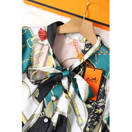 Replica Hermes Green Scarf Print Dress