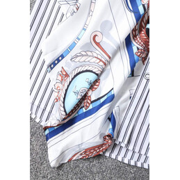 Replica Hermes White Blue Belted Shirt Dress