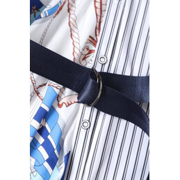 Replica Hermes White Blue Belted Shirt Dress