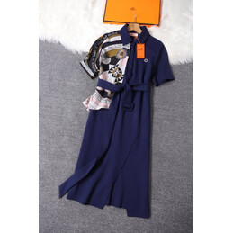 Replica Hermes Navy Belt Trim Dress