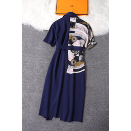 Replica Hermes Navy Belt Trim Dress