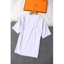 Replica Hermes White Equestrian Scarf Print T-Shirt