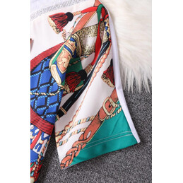 Replica Hermes White Equestrian Scarf Print T-Shirt