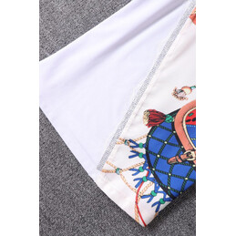 Replica Hermes White Equestrian Scarf Print T-Shirt