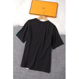 Replica Hermes Black Equestrian Scarf Print T-Shirt