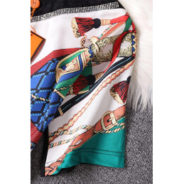Replica Hermes Black Equestrian Scarf Print T-Shirt
