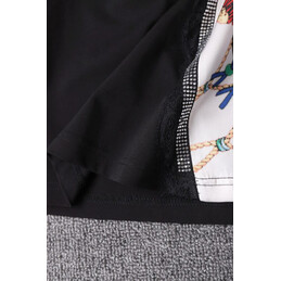 Replica Hermes Black Equestrian Scarf Print T-Shirt