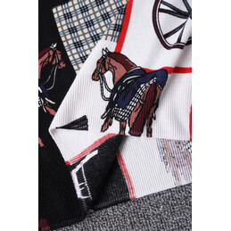 Replica Hermes Black Patchwork Horse Print T-Shirt