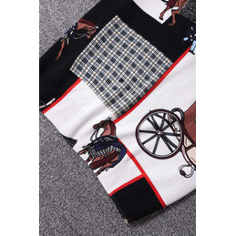 Replica Hermes Black Patchwork Horse Print T-Shirt