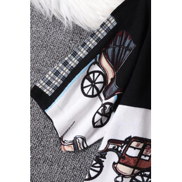 Replica Hermes Black Patchwork Horse Print T-Shirt