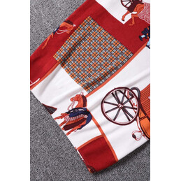 Replica Hermes Red Patchwork Horse Print T-Shirt