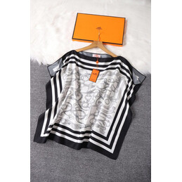 Replica Hermes White Black Geometric Print Shirt