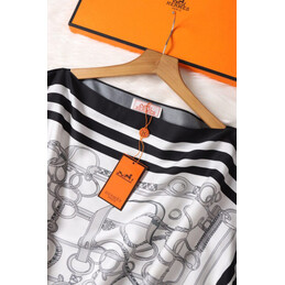 Replica Hermes White Black Geometric Print Shirt
