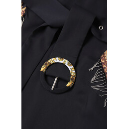Replica Hermes Black Short Sleeve Belted Dress