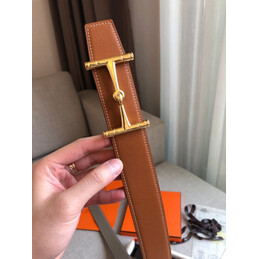 Hermes replica Brown Reversible Horsebit Buckle Leather Belt