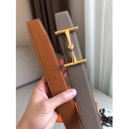 Hermes replica Brown Reversible Horsebit Buckle Leather Belt