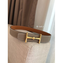 Hermes replica Brown Reversible Horsebit Buckle Leather Belt
