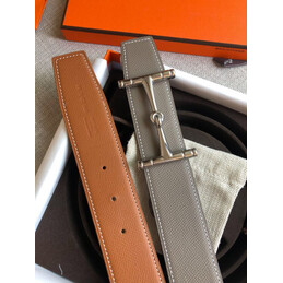 Hermes replica Brown Reversible Horsebit Buckle Leather Belt