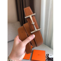 Hermes replica Brown Reversible Horsebit Buckle Leather Belt