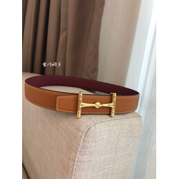 Hermes replica Burgundy Reversible Horsebit Buckle Leather Belt